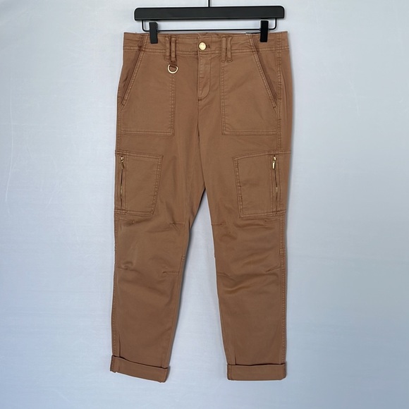 NWT  WHBM MidRise Utility Slim Crop Pants Tan 2R - Picture 14 of 16
